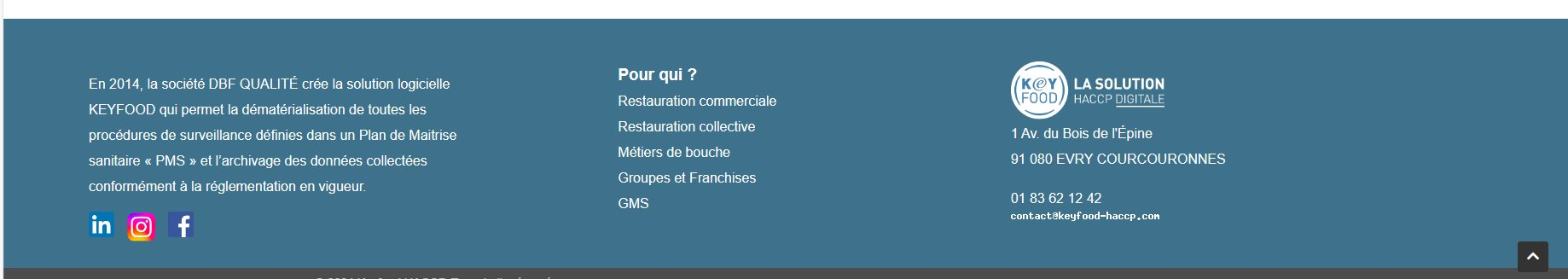Footer Keyfood avant refonte